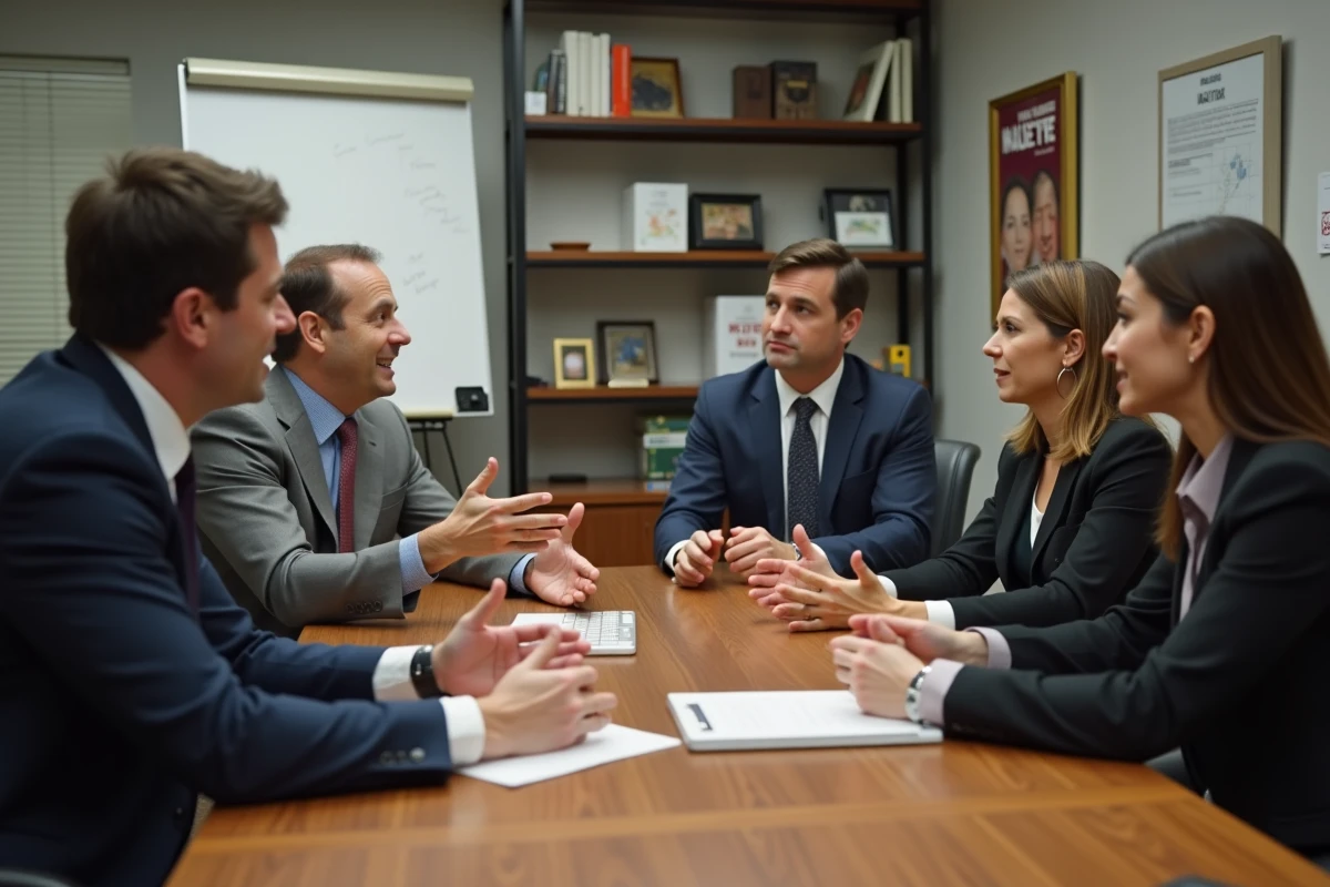 Groupe de quatre personnes en réunion d